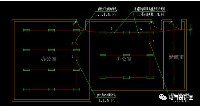 3个步骤教你确定电气照明平面图的导线根数，画